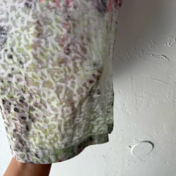 Laura Petites Y2k Small Floral Water Colored Rhinestone Short Slv Semi Sheer Top - Picture 4 of 9